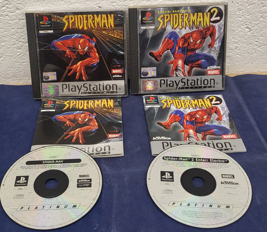 Spider-Man 1 & 2 Sony Playstation 1 (PS1) Game Bundle