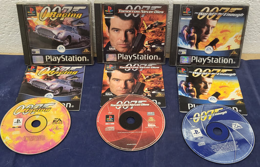 007 Racing, Tomorrow Never Dies & the World is not Enough Black Label Sony Playstation 1 (PS1) Game Bundle