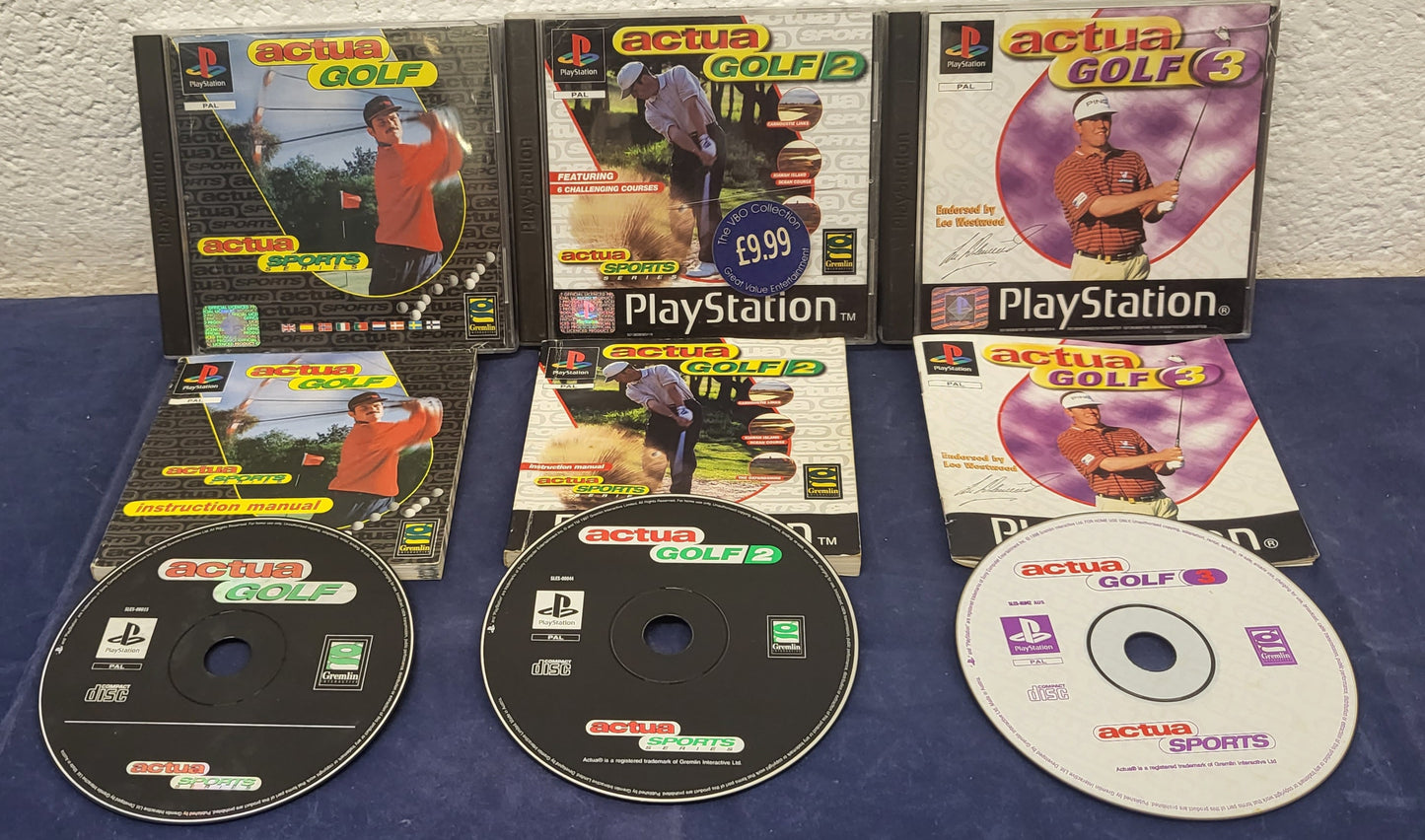 Actua Golf 1 - 3 Sony Playstation 1 (PS1) Game Bundle