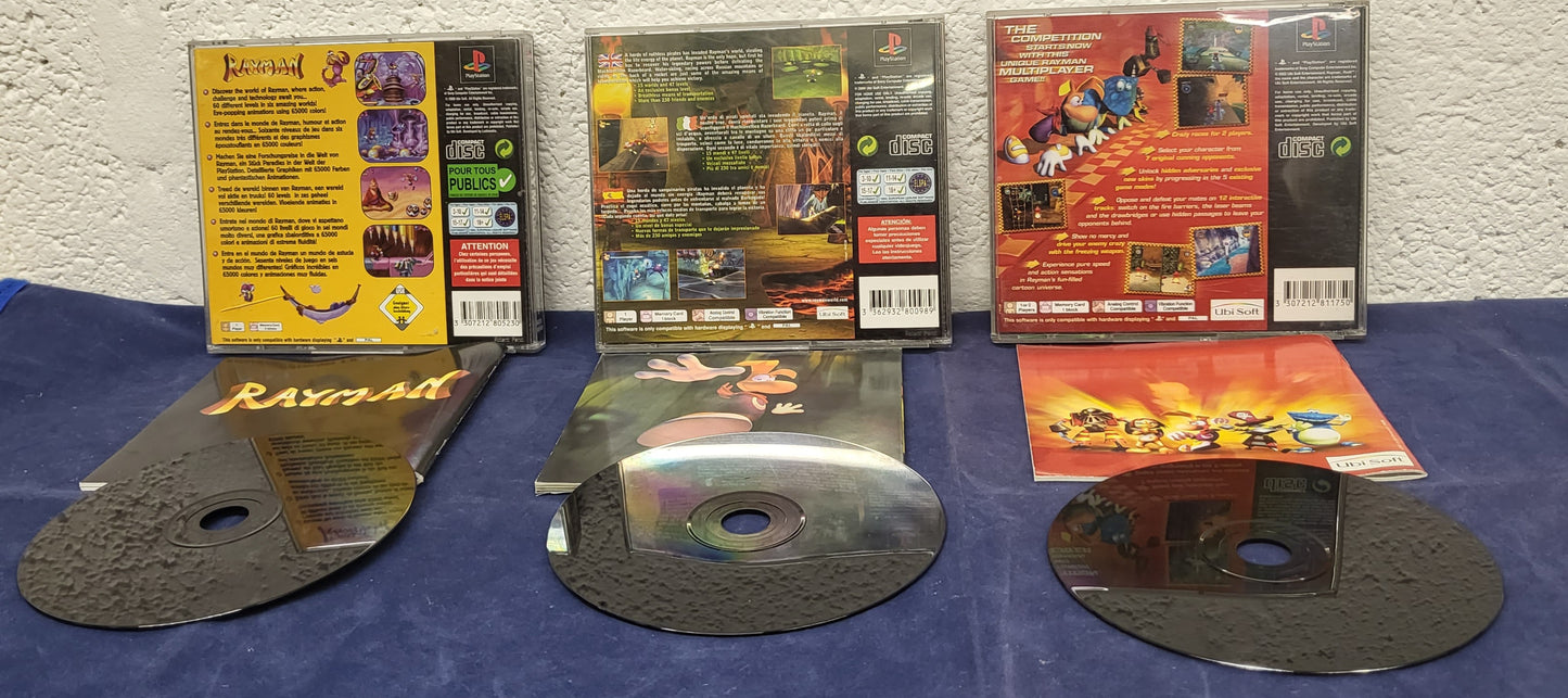 Rayman 1, 2 & Rush Sony Playstation 1 (PS1) Game Bundle