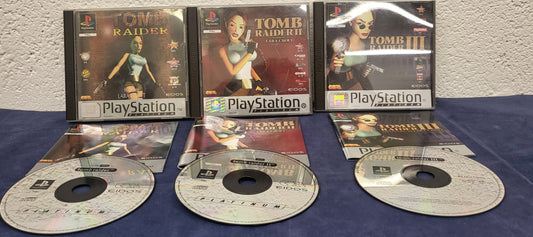 Tomb Raider 1 - 3 Platinum Sony Playstation 1 (PS1) Game Bundle