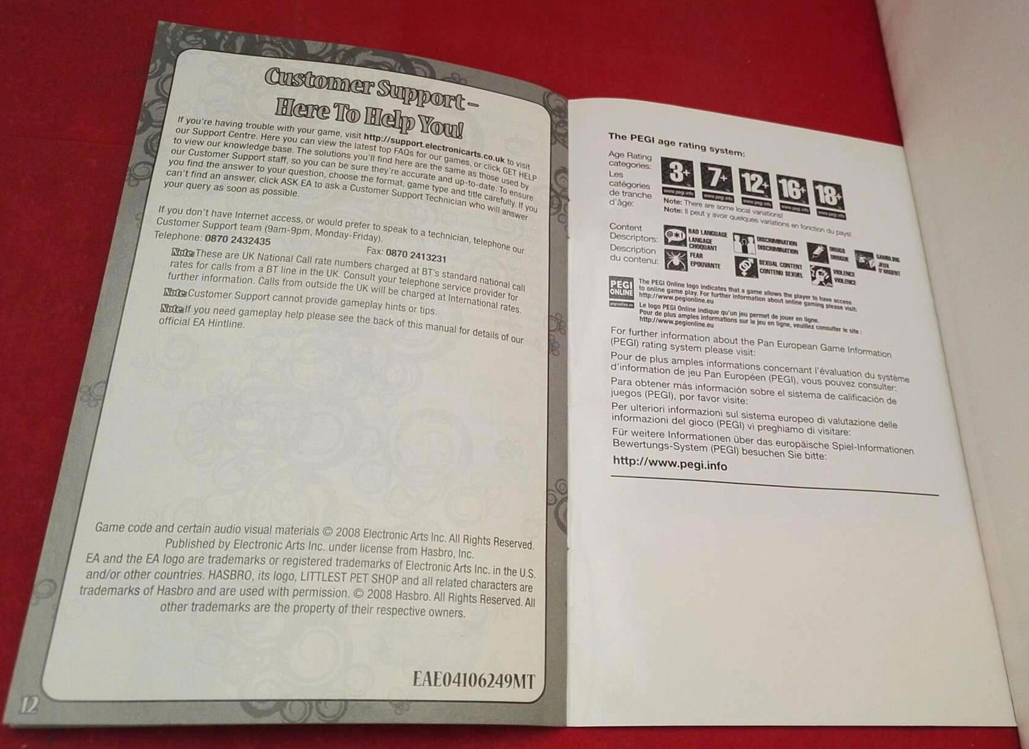Littlest Pet Shop Nintendo Wii Spare Manual Only