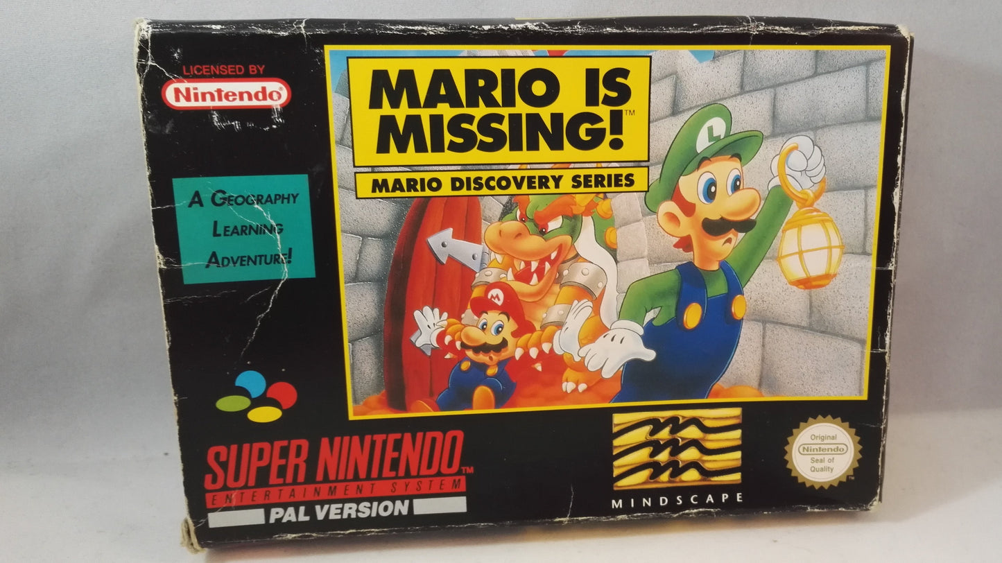 Mario is Missing SNES (Super Nintendo Entertainment System) boxed game