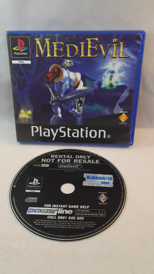 Medievil PS1 (Sony Playstation 1) Very Rare Blockbuster Ex-Rental version