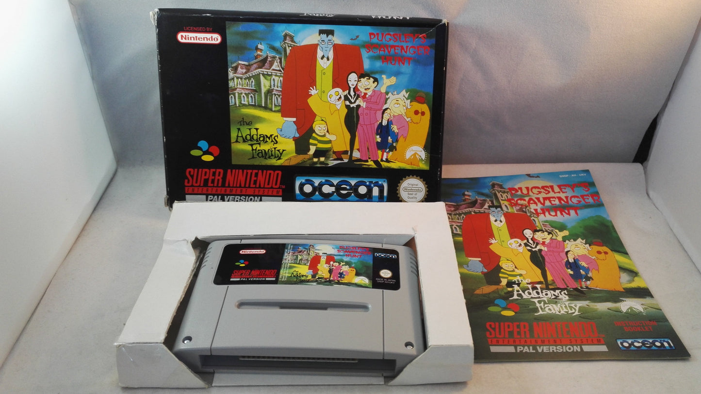 The Addams Family Pugsley's Scavenger Hunt (SNES), boxed complete game