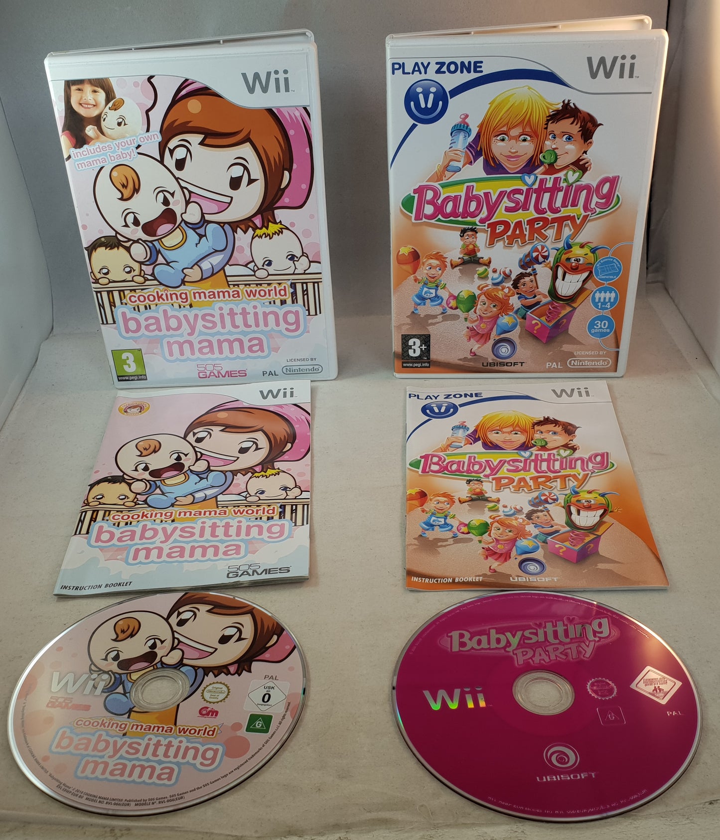 Babysitting Party & Babysitting Mama Nintendo Wii Game Bundle (Baby not Included)