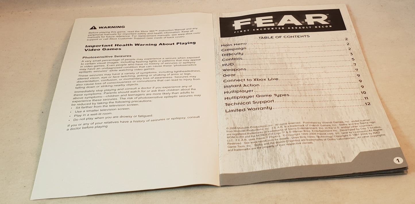 F.E.A.R Xbox 360 Game