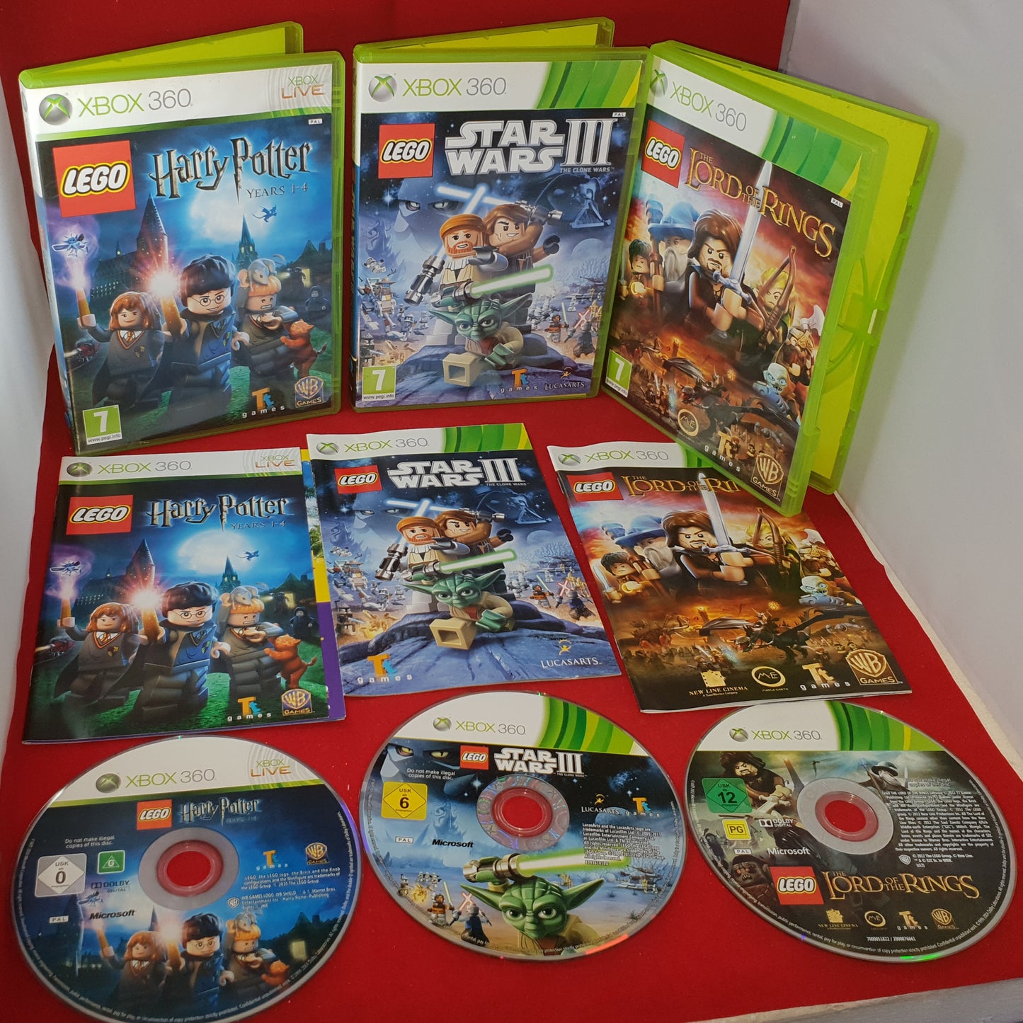 Lego Lord of the Rings, Star Wars III & Harry Potter 1-4 Xbox 360 Game Bundle