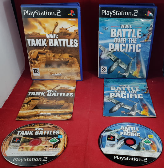 WWII Battle Over the Pacific & Tank Battles Sony Playstation 2 (PS2) Game Bundle