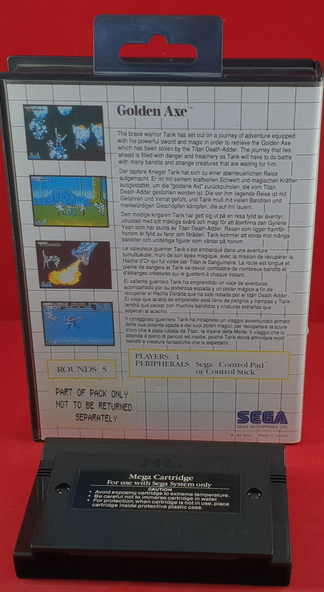 Golden Axe Sega Master System Game