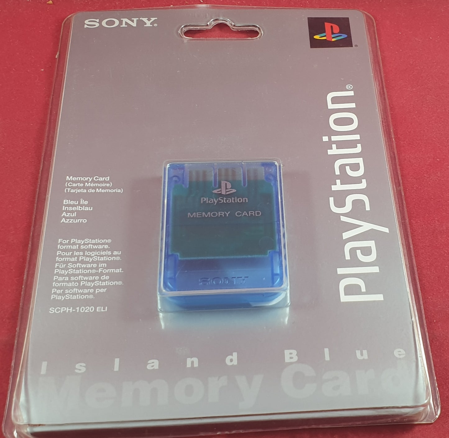 Brand New and Sealed Official Island Blue Sony Playstation 1 (PS1) Memory Card SCPH-1020 ELI