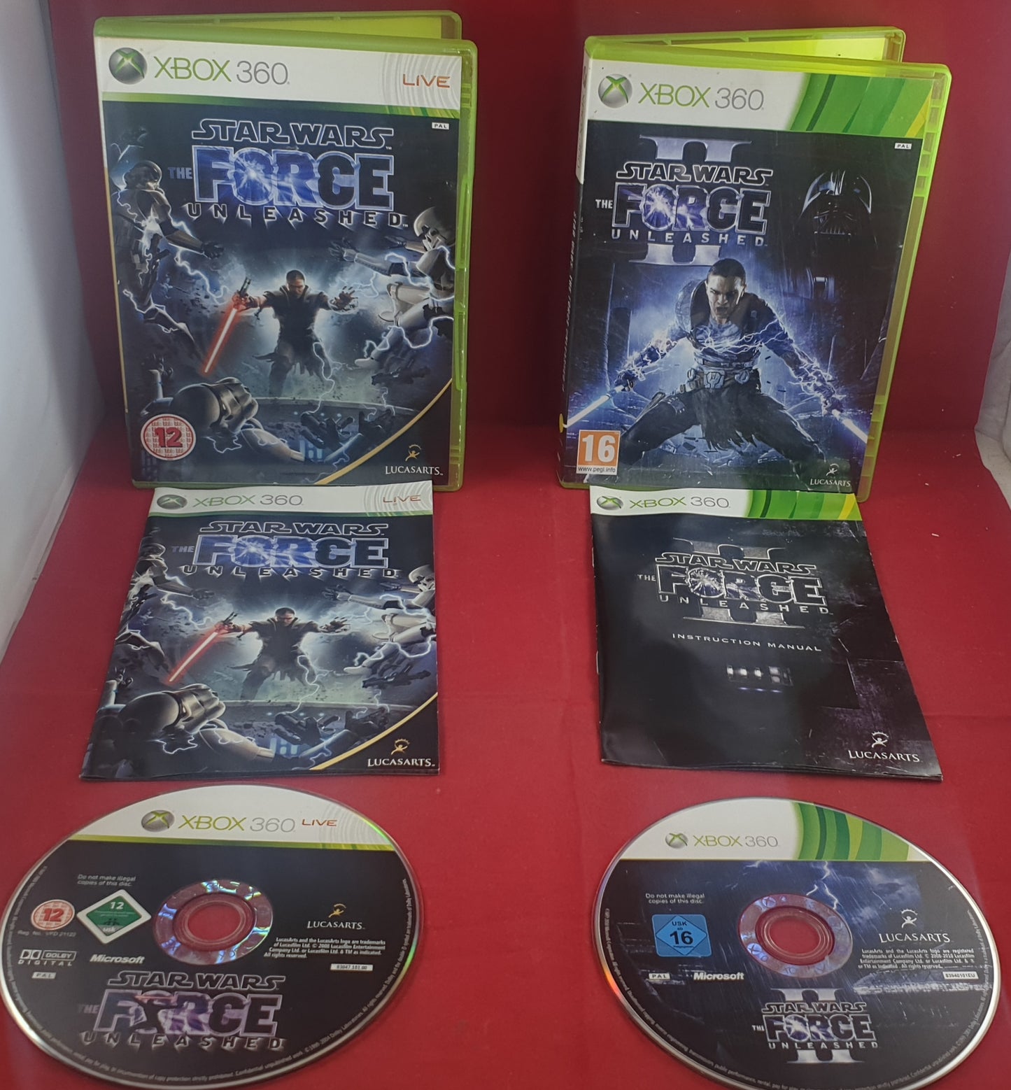 Star Wars Force Unleashed 1 & 2 Microsoft Xbox 360 Game Bundle