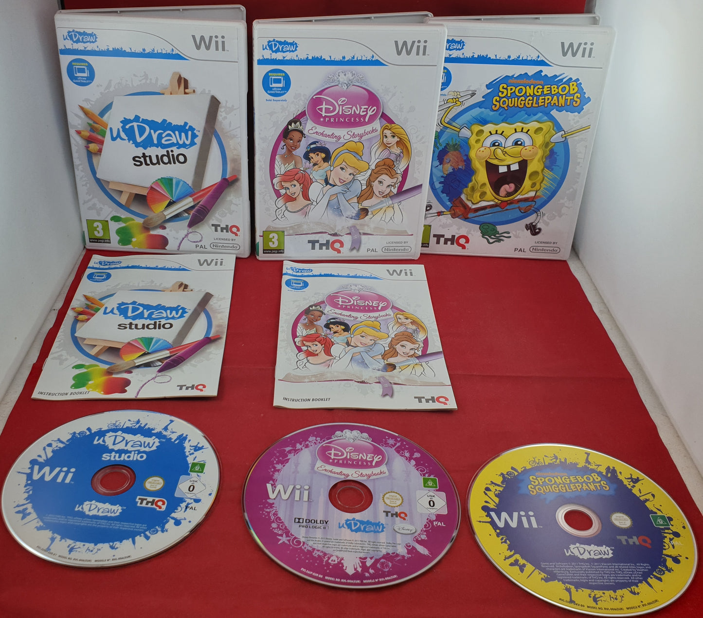 UDraw Studio, Disney Enchanting Storybooks & Spongebob Nintendo Wii Game Bundle