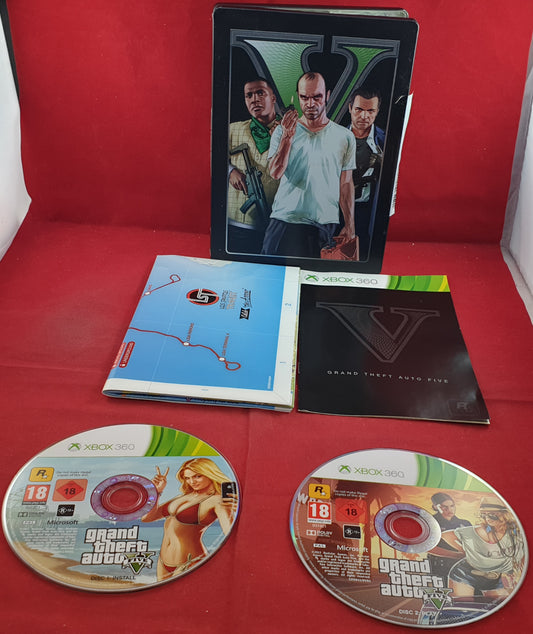 Grand Theft Auto V with Map in RARE Steel Case Microsoft Xbox 360 Game
