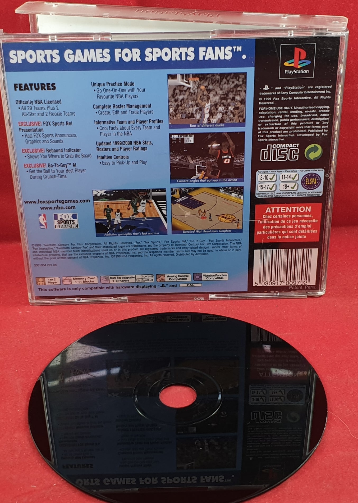 NBA Basketball 2000 Sony Playstation 1 (PS1) Game