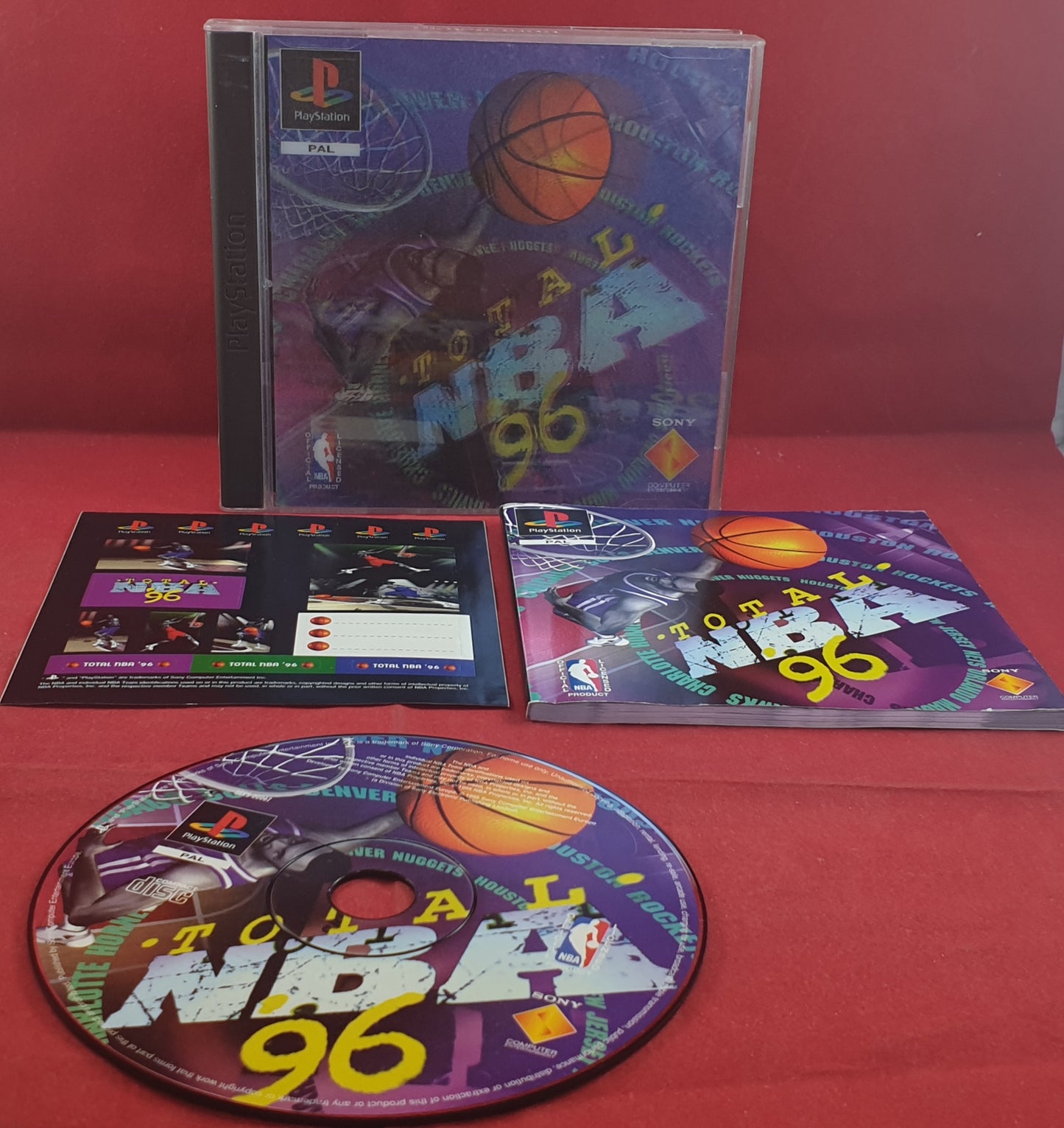 Total NBA 96 AKA NBA ShootOut with RARE Holographic Inlay and Stickers Sony Playstation 1 (PS1) Game