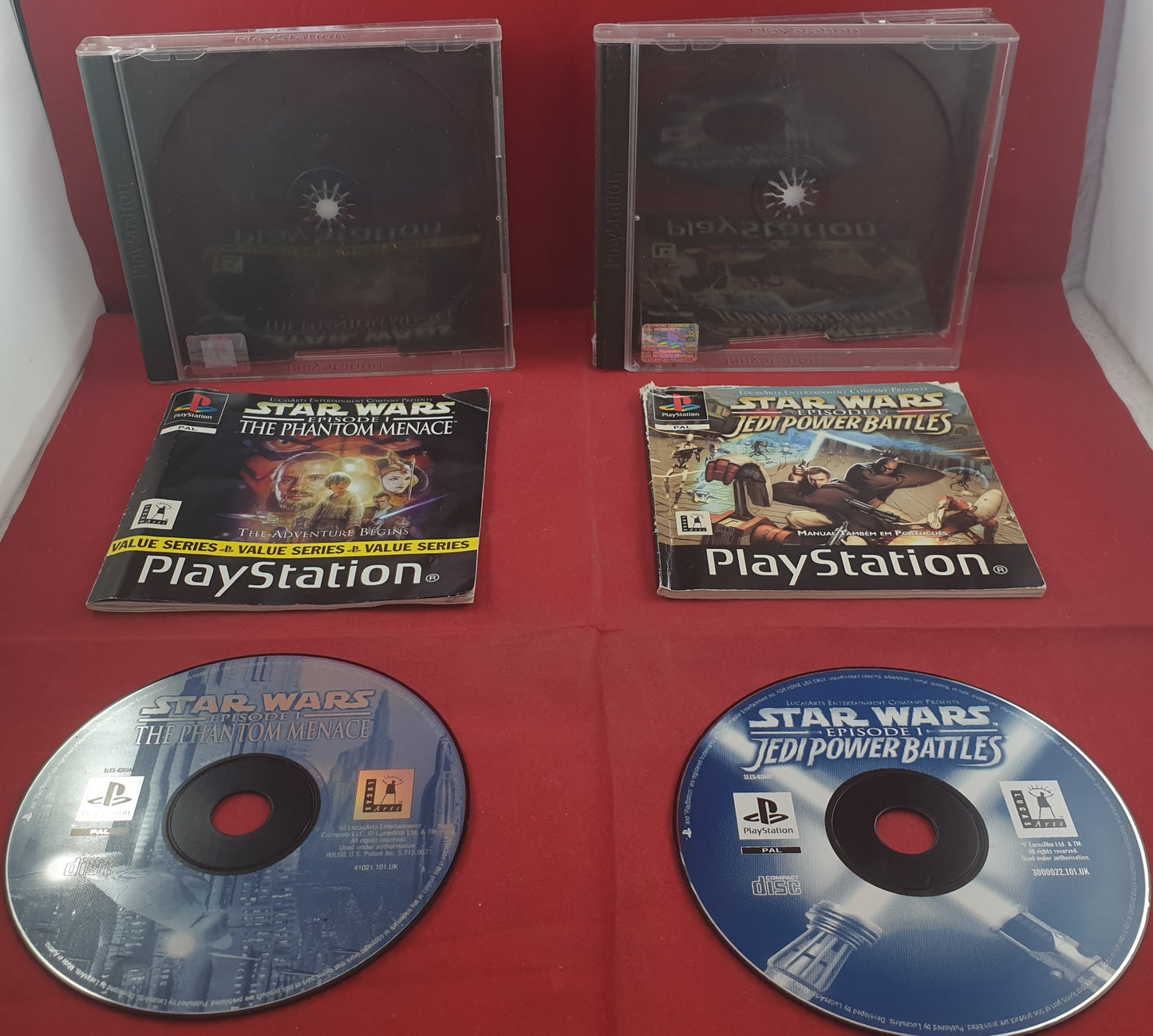 Star Wars Episode I Phantom Menace & Jedi Power Battles Sony Playstation 1 (PS1) Game Bundle