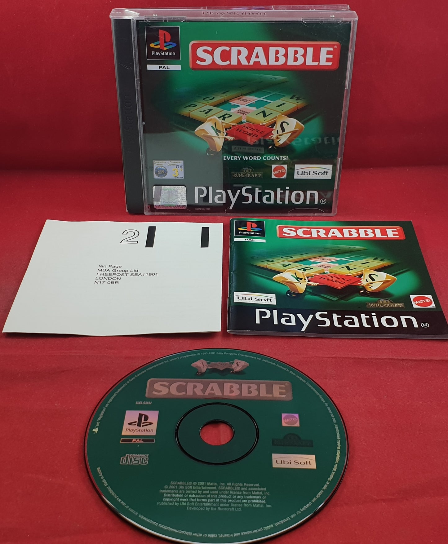 Scrabble Sony Playstation 1 (PS1) Game