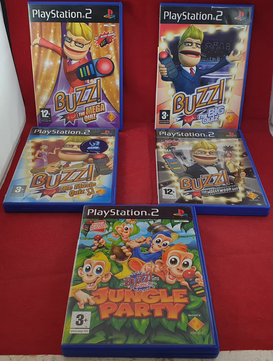 Buzz X 5 Sony Playstation 2 (PS2) Game Bundle (Controllers Sold Separately)