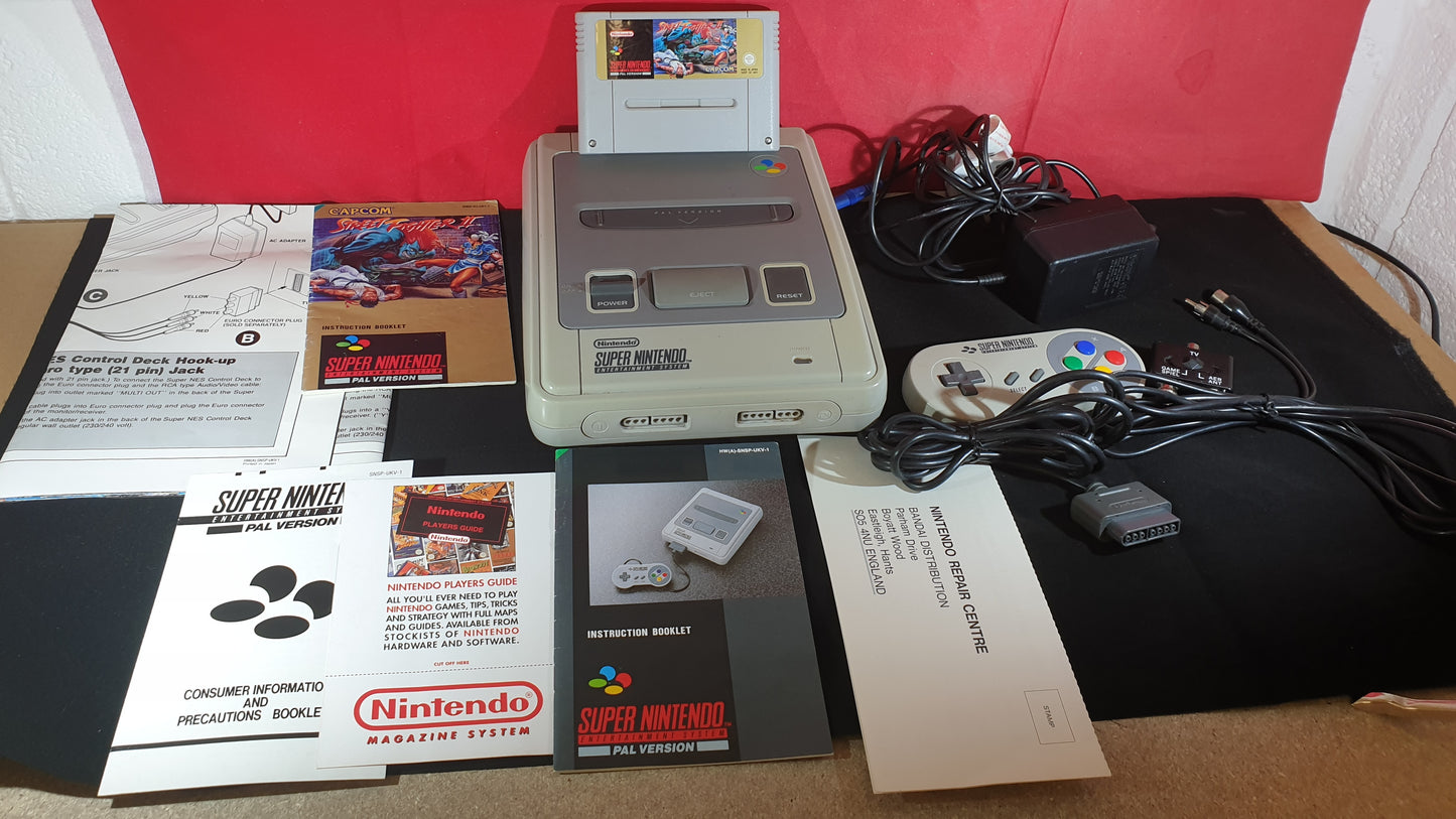 Boxed Super Nintendo Entertainment System (SNES) Console with Street Fighter II Cartridge