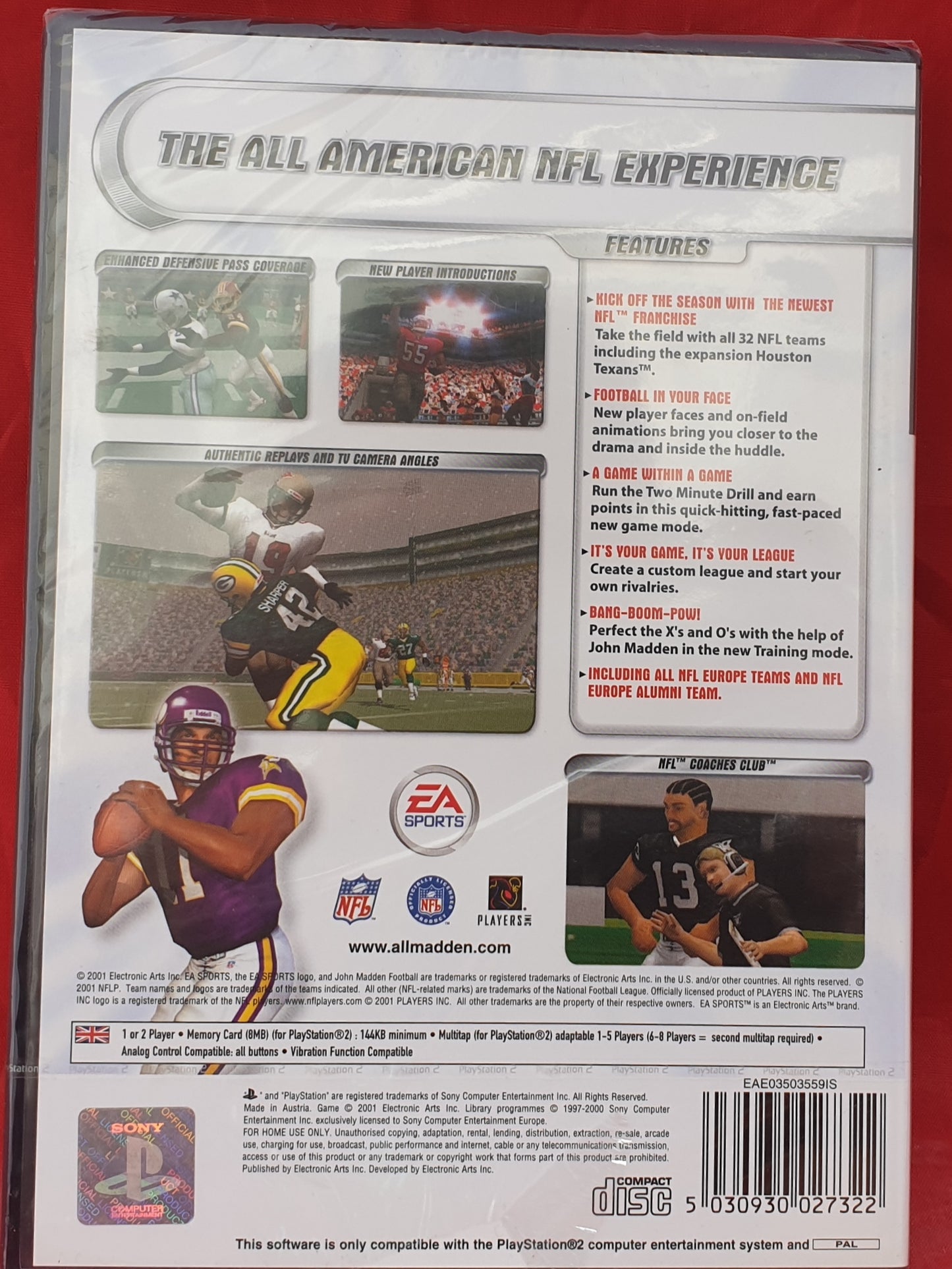 Brand New and Sealed Madden NFL 2002 Sony Playstation 2 (PS2) Game