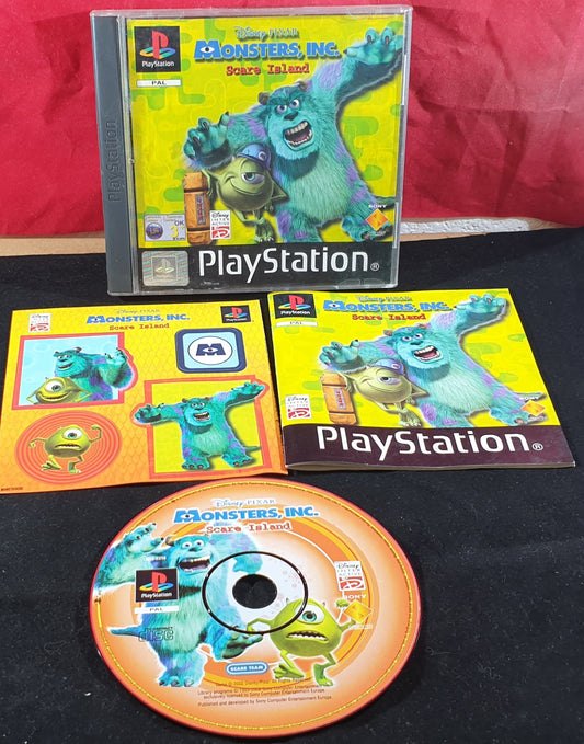 Monsters Inc Scare Island Black Label with RARE Stickers Sony Playstation 1 (PS1) Game