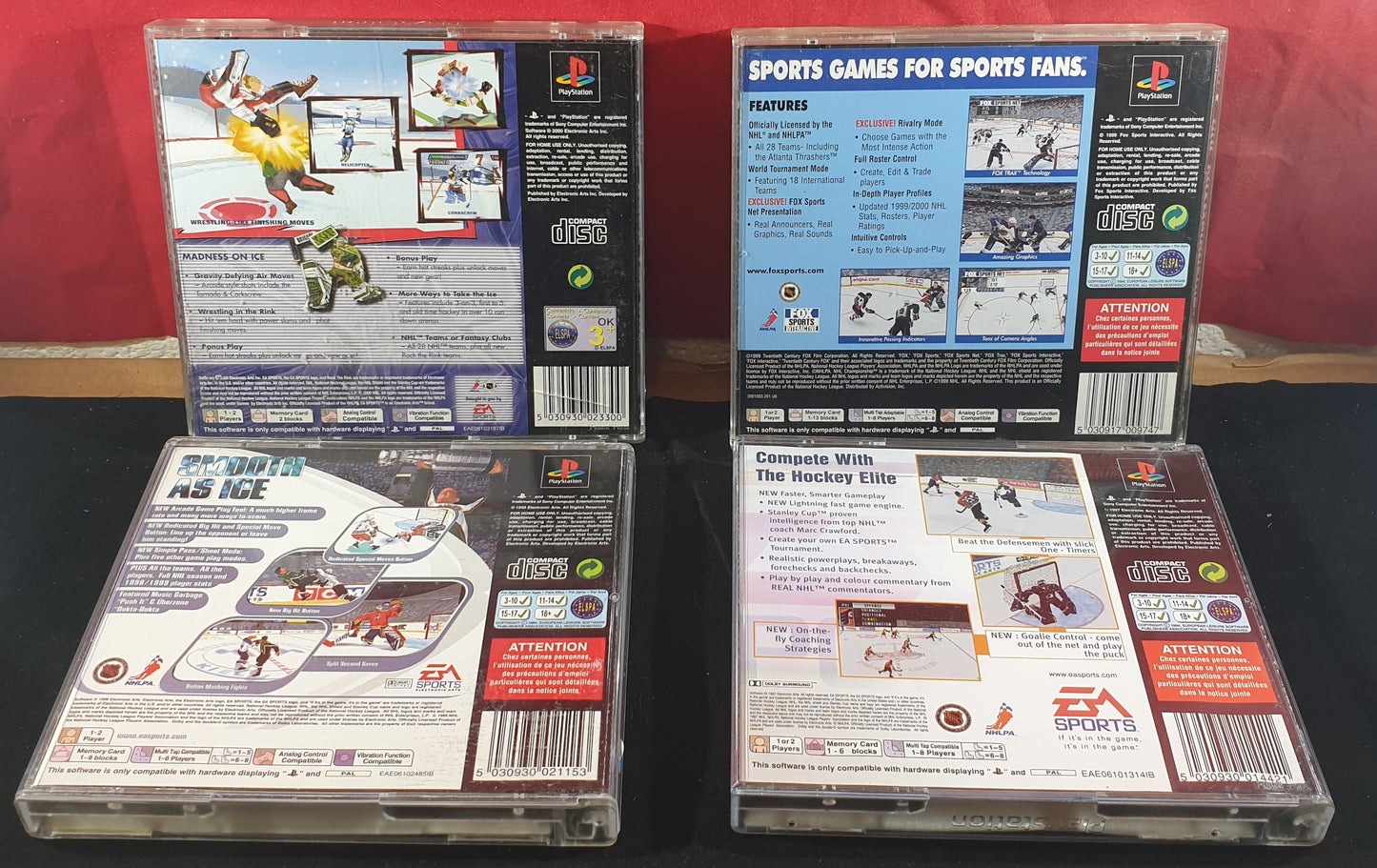 NHL X 4 Sony Playstation 1 (PS1) Game Bundle