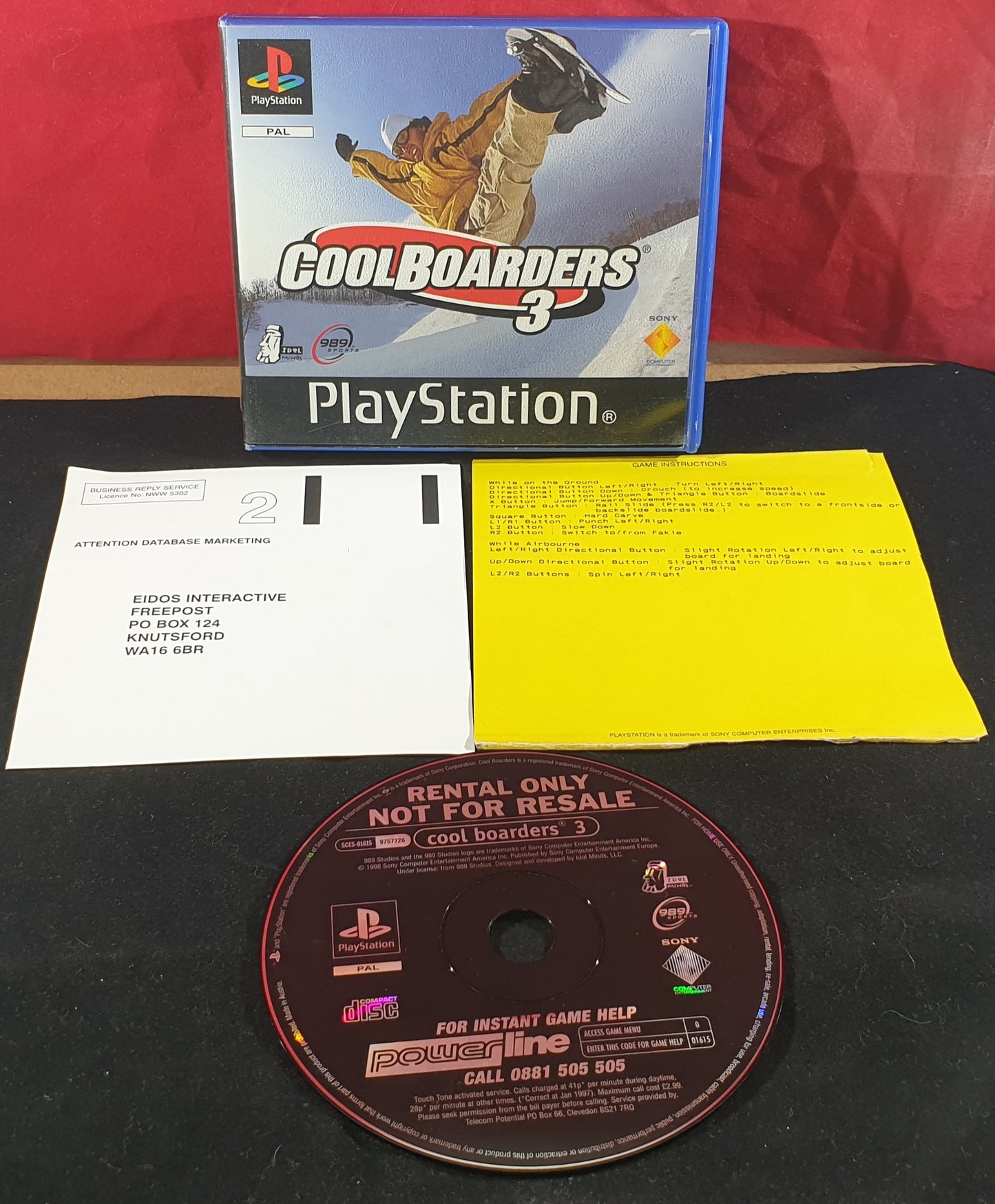 Cool Boarders 3 RARE Ex Rental Version Sony Playstation 1 (PS1) Game