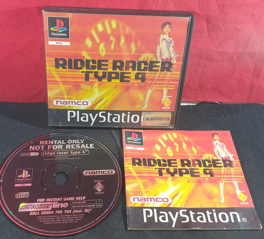 Ridge Racer Type 4 RARE Ex Rental Sony Playstation 1 (PS1) Game