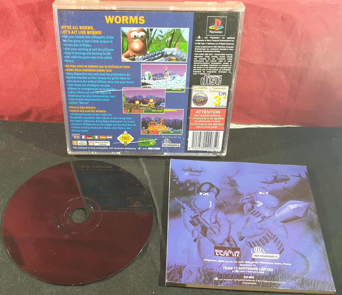 Worms Small Box Sony Playstation 1 (PS1) Game