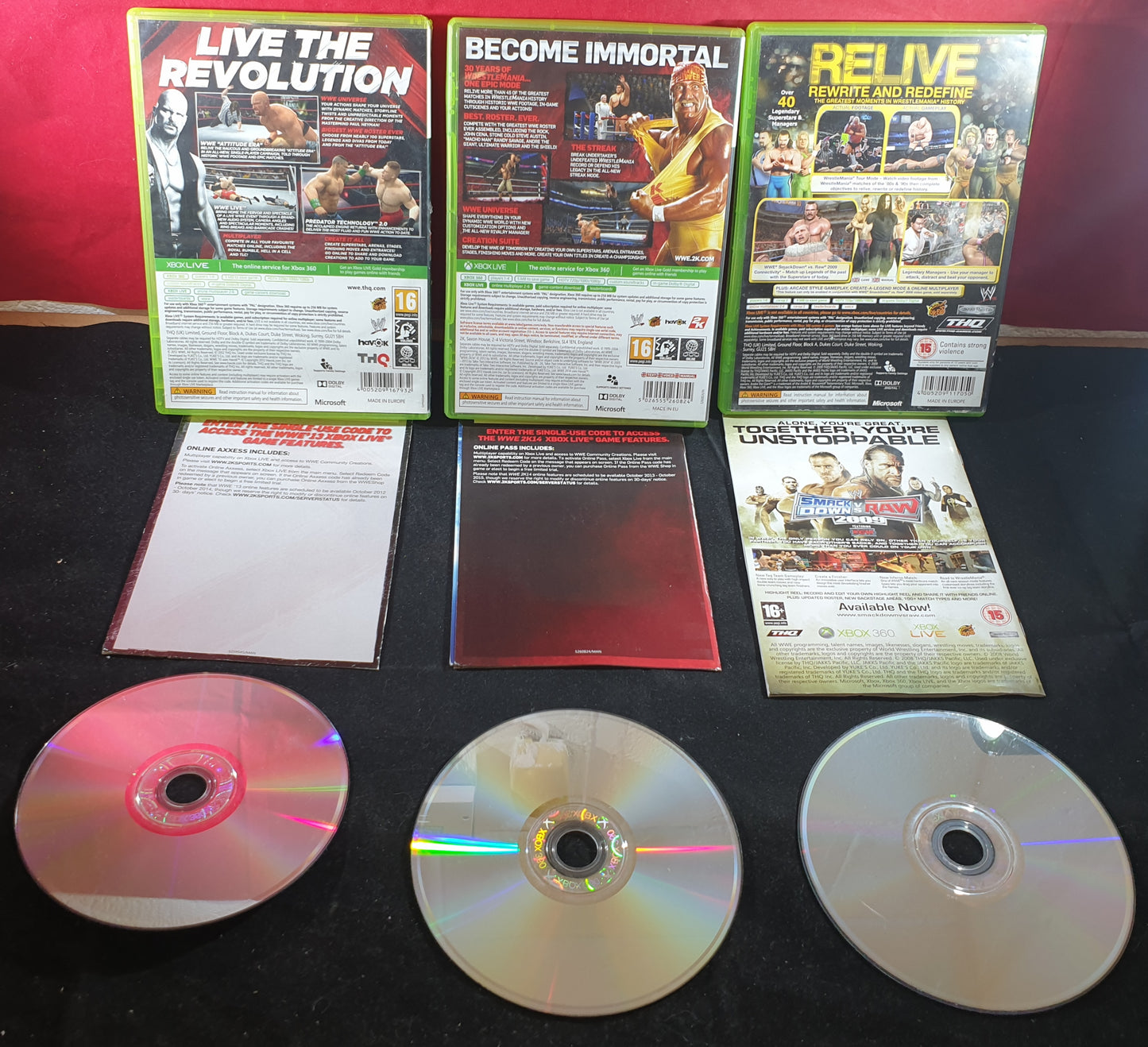 WWE 13, 2K14 & Legends of Wrestlemania Microsoft Xbox 360 Game Bundle