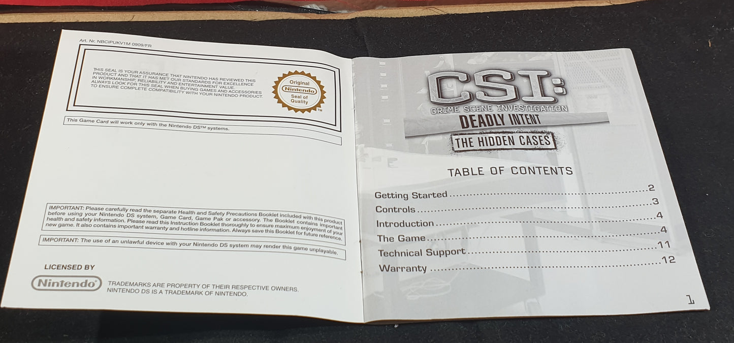 CSI: Crime Scene Investigation Deadly Intent the Hidden Cases Nintendo DS Game