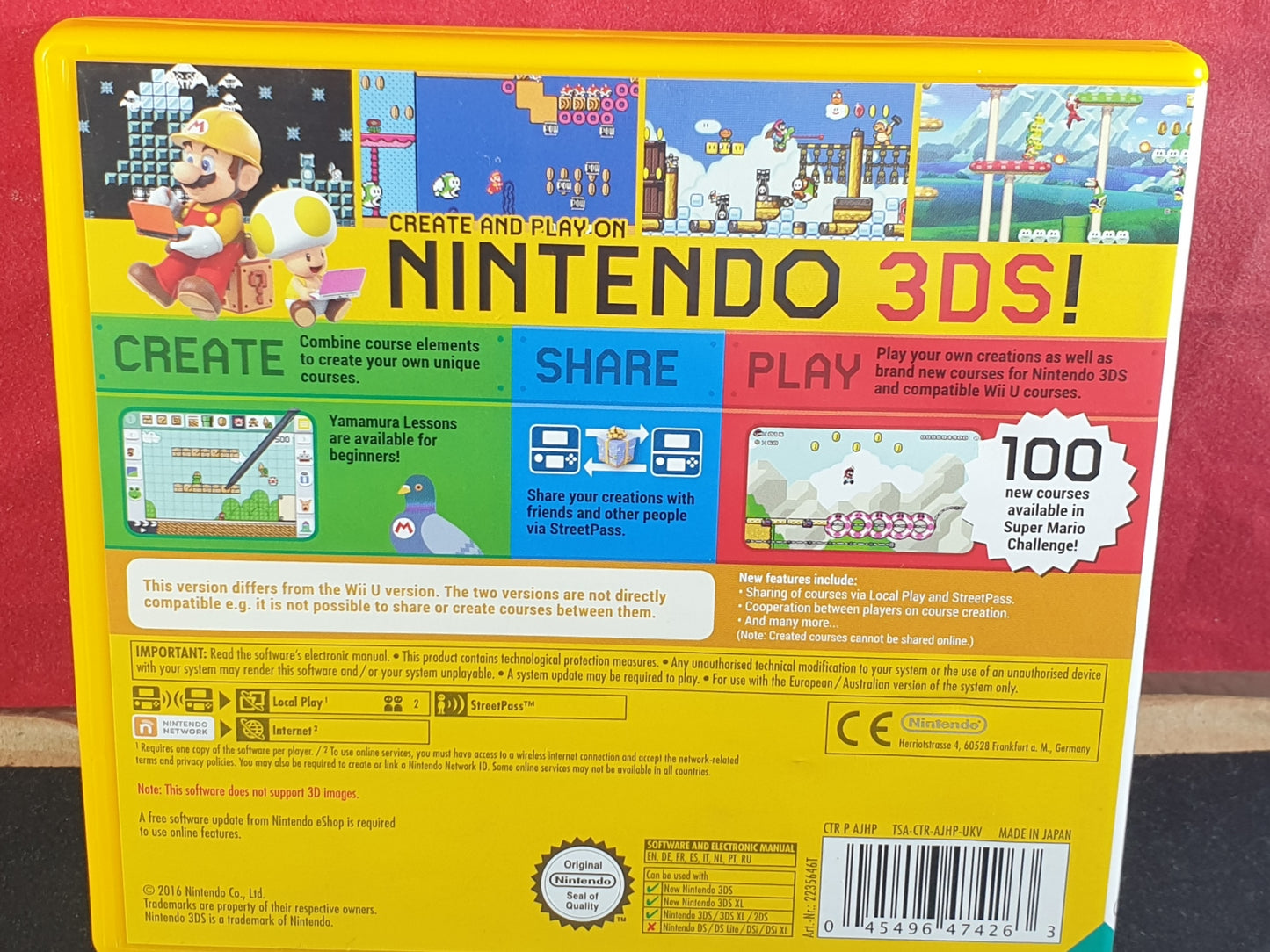 Super Mario Maker Nintendo 3DS Empty Case Only