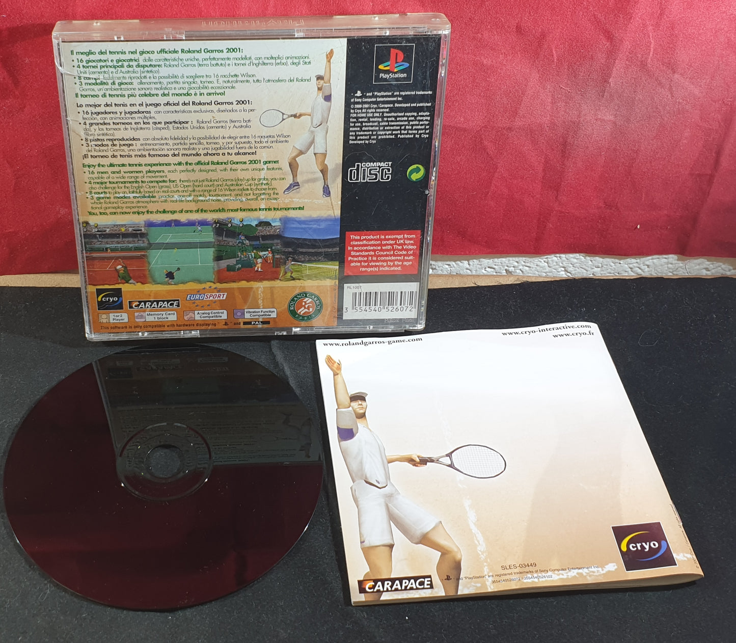Roland Garros French Open 2001 Sony Playstation 1 (PS1) Game
