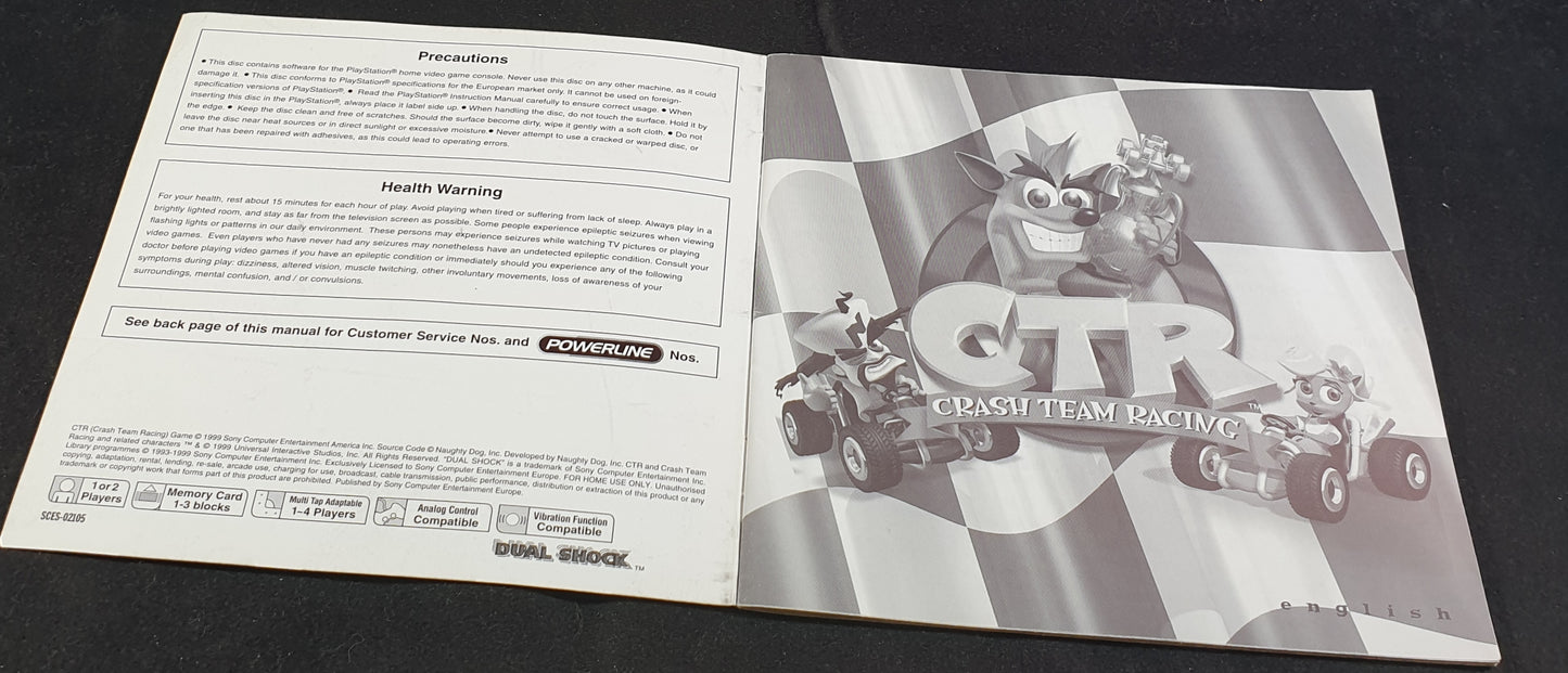 Crash Team Racing Sony Playstation 1 (PS1) Spare Manual Only