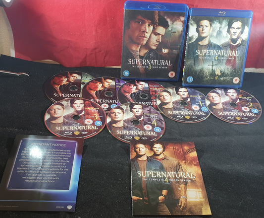 Supernatural Seasons 3 & 4 Blu Ray DVD Bundle