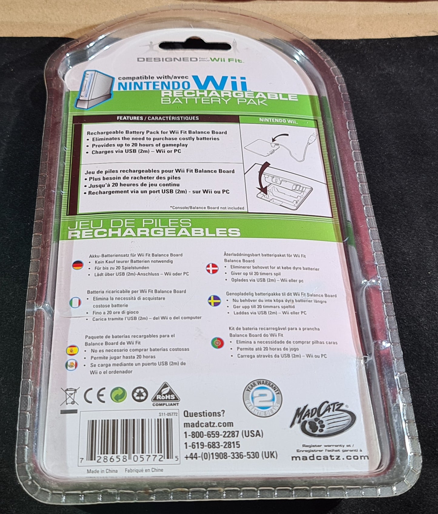 Brand New and Sealed Mad Catz Battery Pak Nintendo Wii Fit Accessory
