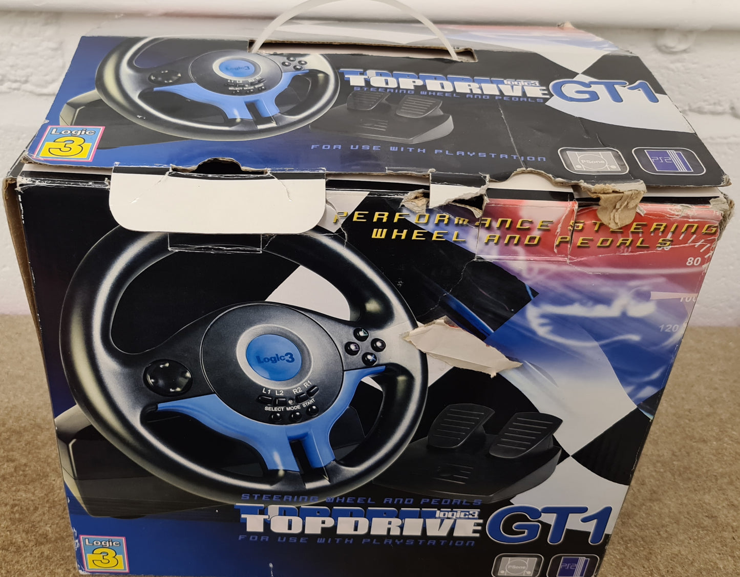Boxed Logic3 Topdrive GT1 Racing Wheel Sony Playstation 2 (PS2) Accessory