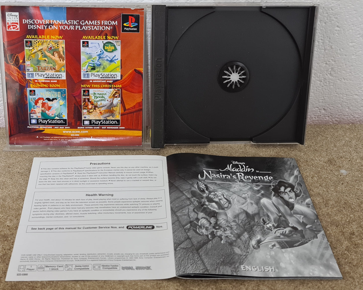 Disney's Aladdin Nasira's Revenge Black Label Sony Playstation 1 (PS1) Game