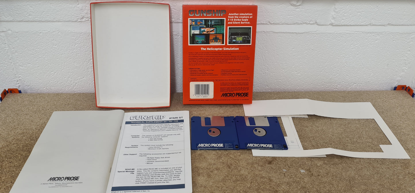 Gunship in RARE Box Atari ST Game