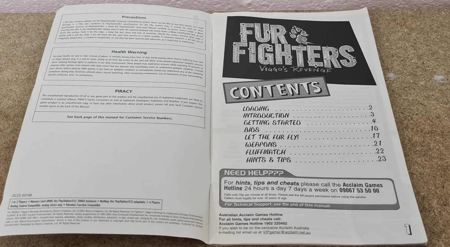 Fur Fighters: Viggos Revenge Sony PlayStation 2 (PS2) Game