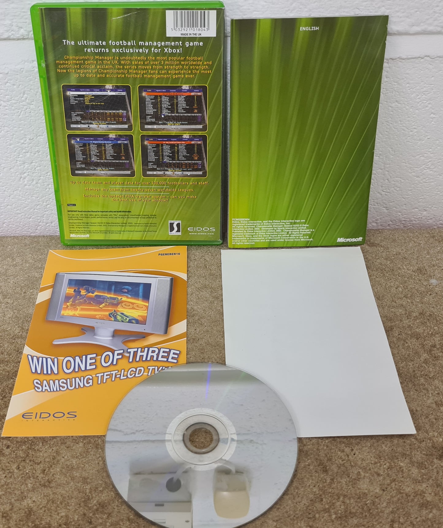 Championship Manager Season 02/03 Microsoft Xbox Game