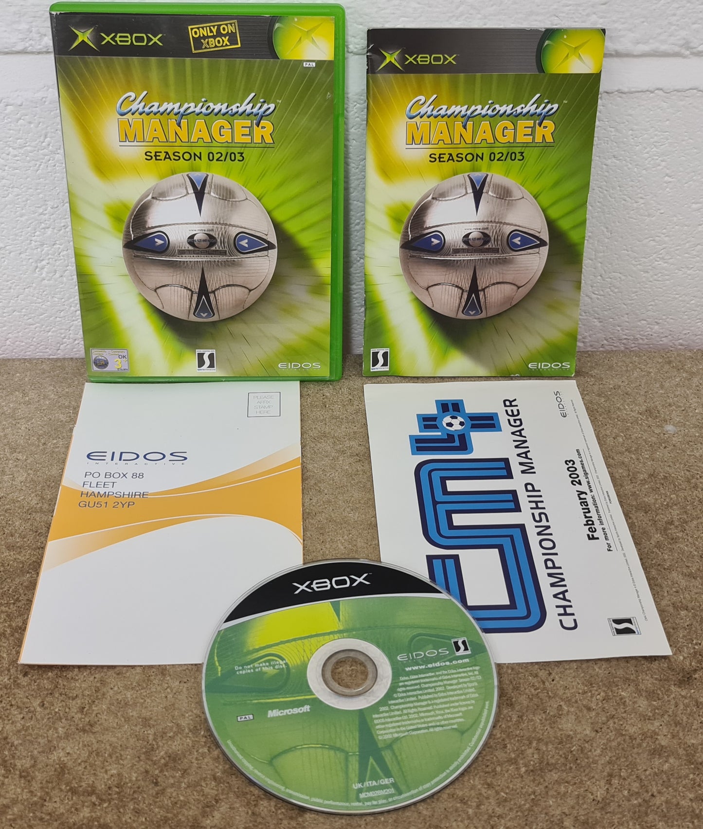 Championship Manager Season 02/03 Microsoft Xbox Game