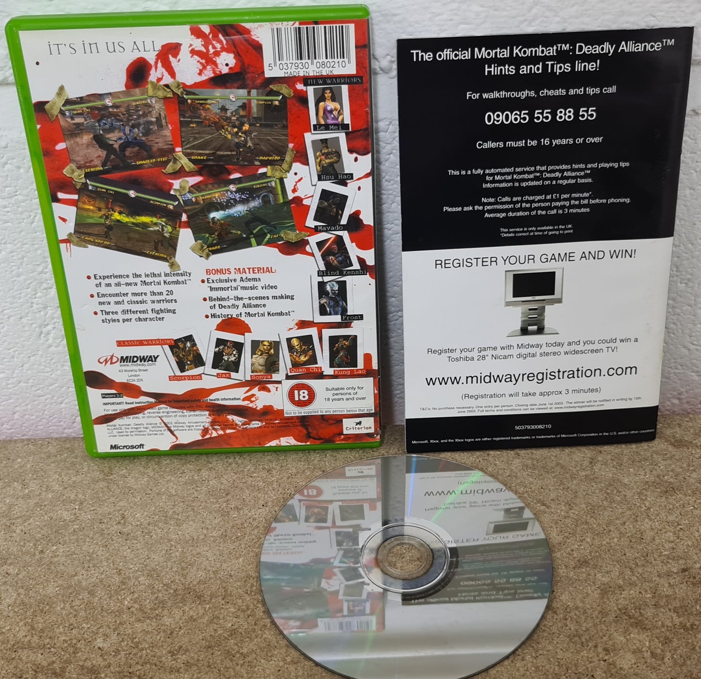 Mortal Kombat Deadly Alliance Microsoft Xbox Game