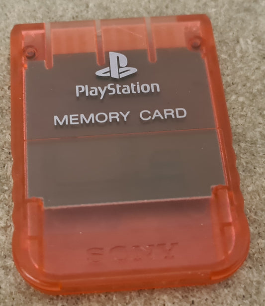 Clear Red Official Memory Card Sony Playstation 1 (PS1) Accessory