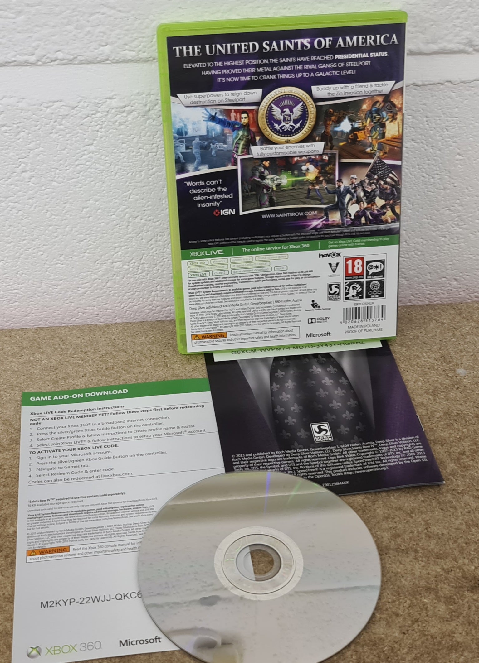 Saints Row IV Commander in Chief Edition Microsoft Xbox 360 Game