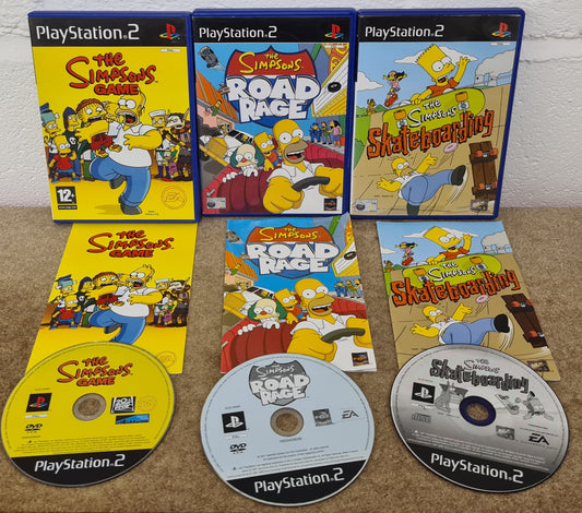 The Simpsons Game, Skateboarding & Road Rage Sony Playstation 2 (PS2) Game Bundle