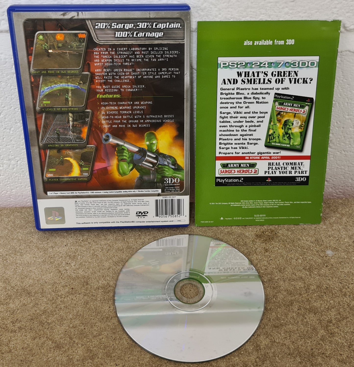 Army Men Green Rogue Sony Playstation 2 (PS2) Game