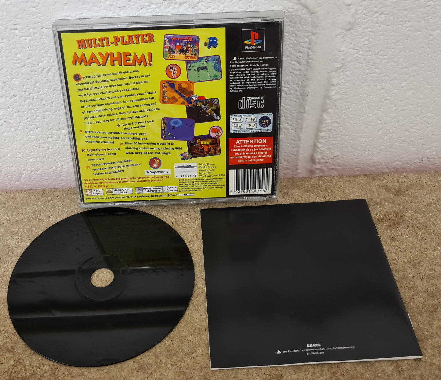 Supersonic Racers AKA Dare Devil Derby 3D Sony Playstation 1 (PS1) Game