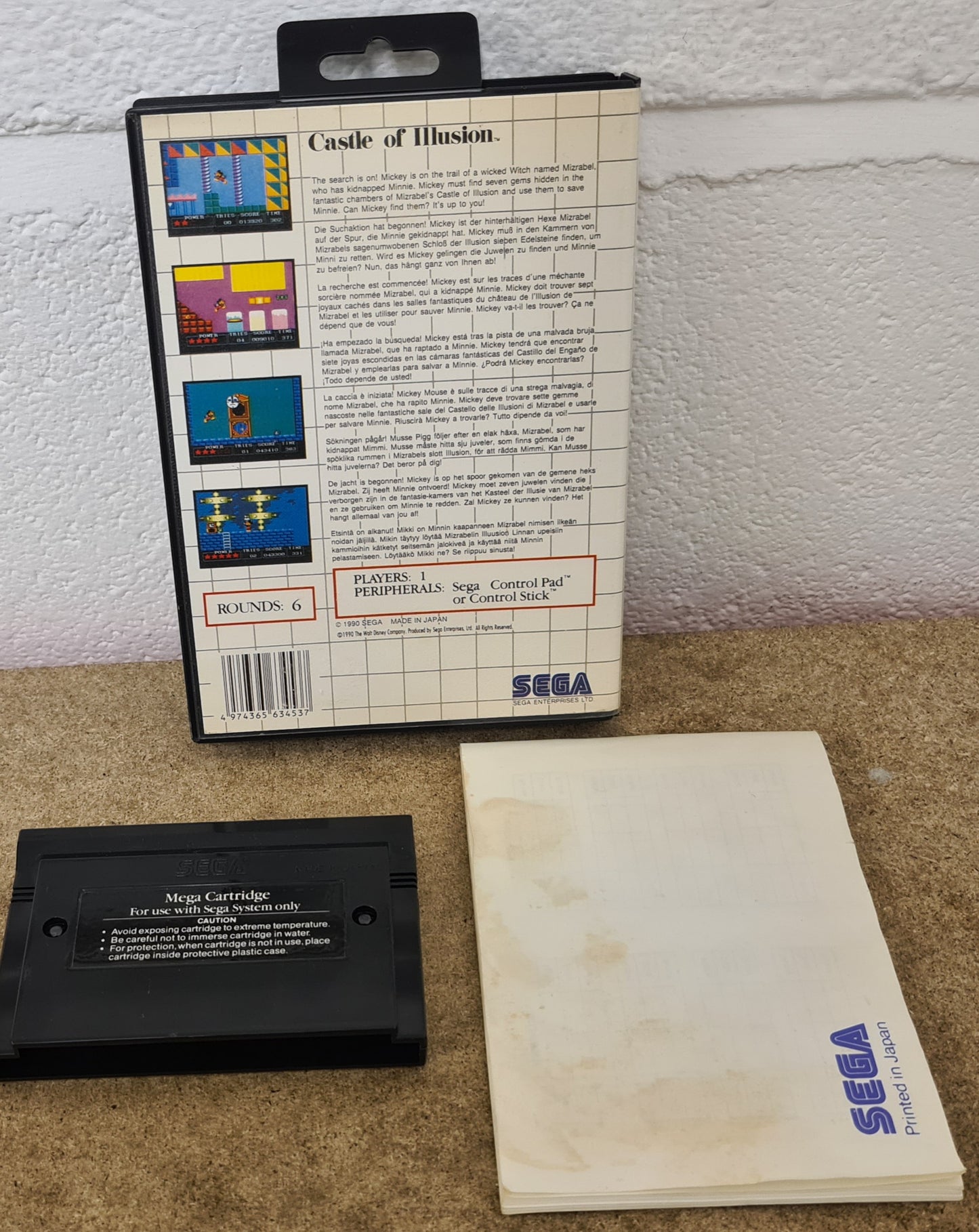 Castle of Illusion Starring Mickey Mouse Sega Master System Game